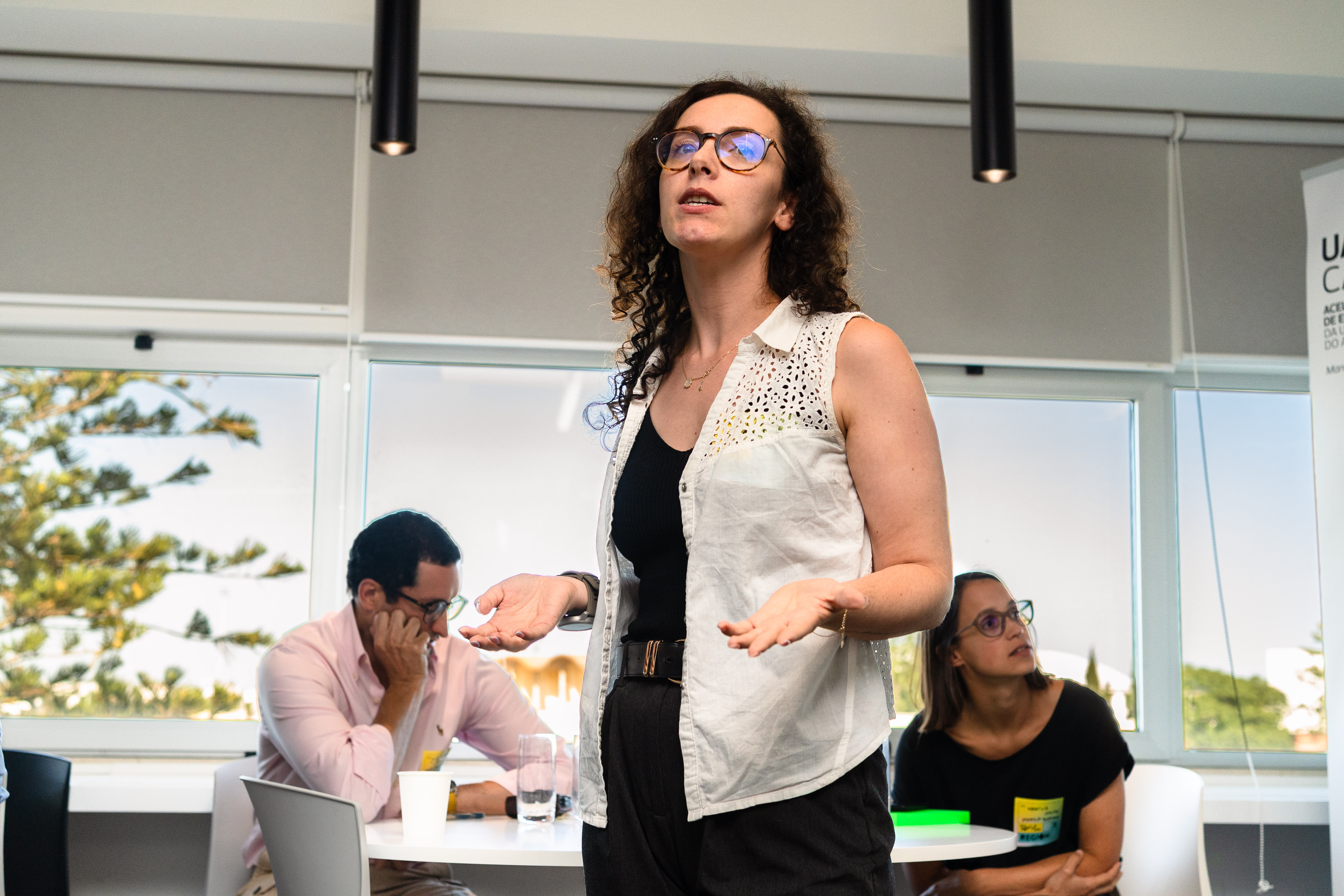 Startup founders collaborating in modern workspace